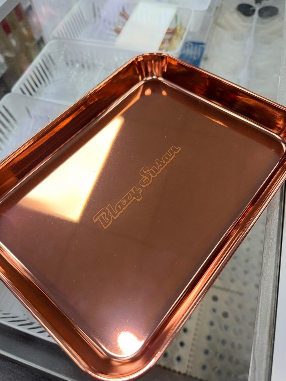 Blazy Susan Metallic Orange Rolling Tray
